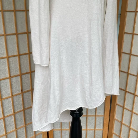 Megaschoni Cashmere Open Long High Low Ivory Cardigan SZ M - Picture 8 of 13